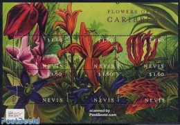 Nevis 2000 Stamp Show, Flowers 6v M/s (6x1.60), Mint NH, Nature - Flowers & Plants - St.Kitts En Nevis ( 1983-...)