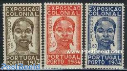 Portugal 1934 Colonial Exposition 3v, Unused (hinged), History - Nuevos