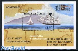 Tristan Da Cunha 2000 Stamp Show London S/s, Mint NH, Transport - Stamps On Stamps - Ships And Boats - Postzegels Op Postzegels