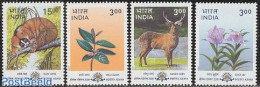 India 2000 Flora & Fauna 4v, Mint NH, Nature - Animals (others & Mixed) - Deer - Flowers & Plants - Ongebruikt