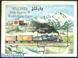 Maldives 1991 Philanippon, C56 Steam Locomotive S/s, Mint NH, Transport - Railways - Eisenbahnen
