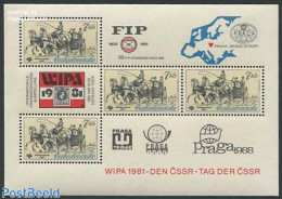 Czechoslovkia 1981 WIPA Exposition S/s, Mint NH, Nature - Transport - Horses - Philately - Post - Coaches - Otros & Sin Clasificación
