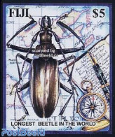 Fiji 2004 Longest Beetle S/s, Mint NH, Nature - Science - Various - Insects - Weights & Measures - Maps - Art - Handwr.. - Geography
