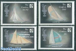 Gambia 1987 Americas Cup 4v, Mint NH, Sport - Transport - Sailing - Sport (other And Mixed) - Ships And Boats - Sailing