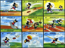 Anguilla 1984 Olympic Games, Disney 9v (without Olympic Rings), Mint NH, Nature - Sport - Reptiles - Athletics - Olymp.. - Leichtathletik