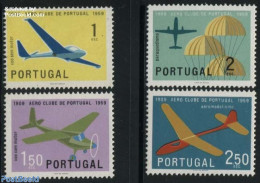 Portugal 1960 Aero Club 4v, Mint NH, Sport - Transport - Gliding - Parachuting - Aircraft & Aviation - Neufs