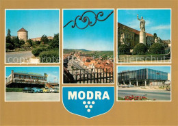 73590081 Modra Stadtmauer Turm Denkmal Kaufhaus Restaurant Panorama Modra - Czech Republic