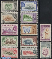 Belize/British Honduras 1953 Definitives 12v, Unused (hinged), Nature - Transport - Animals (others & Mixed) - Butterf.. - Meereswelt