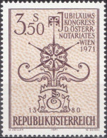 1971, Austria, Austrian Notaryship, Vienna, Conferences, Finance, Professions, MNH(**), Mi: 1359 - Neufs