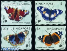 Singapore 1999 Butterflies 4v, Joint Issue Sweden, Mint NH, Nature - Various - Butterflies - Joint Issues - Emissions Communes