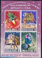 Togo 1969 Moonlanding S/s (violet Text On Borders), Mint NH, Transport - Space Exploration - Togo (1960-...)
