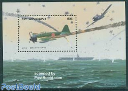 Saint Vincent 1990 Java Sea Battle S/s, Mint NH, History - Transport - World War II - Aircraft & Aviation - Ships And .. - WW2 (II Guerra Mundial)