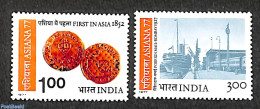 India 1977 ASIANA 2v, Mint NH, Transport - Stamps On Stamps - Ships And Boats - Nuovi