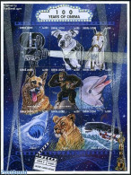 Sierra Leone 1996 Cinema Centenary 9v M/s, Mint NH, Nature - Performance Art - Transport - Cat Family - Dogs - Fish - .. - Fische