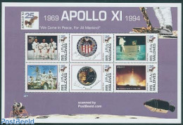 Maldives 1994 Moonlanding Anniversary 6v M/s, Mint NH, Transport - Space Exploration - Maldive (1965-...)