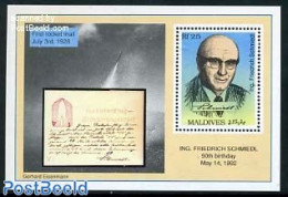Maldives 1992 Friedrich Schmiedl S/s, Mint NH, Transport - Post - Space Exploration - Correo Postal