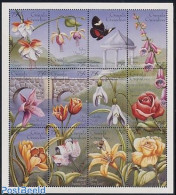 Grenada Grenadines 1996 Flowers 12v M/s, Mint NH, Nature - Butterflies - Flowers & Plants - Art - Bridges And Tunnels - Bruggen