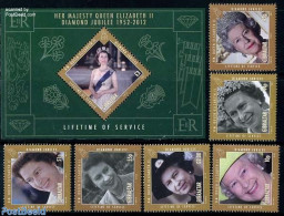 Gibraltar 2012 Elizabeth II Diamond Jubilee 6v+s/s, Mint NH, History - Kings & Queens (Royalty) - Familias Reales