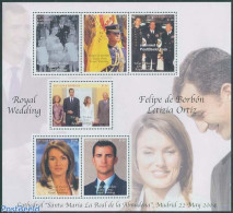 Antigua & Barbuda 2004 Felipe De Borbon, Letizia Ortiz Wedding S/s, Mint NH, History - Kings & Queens (Royalty) - Familias Reales