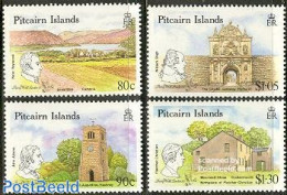 Pitcairn Islands 1990 Stamp World London 4v, Mint NH, Religion - Churches, Temples, Mosques, Synagogues - Philately - Churches & Cathedrals