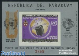 Paraguay 1965 UNO Visit Of Pope S/s Imperforated, Mint NH, History - Religion - United Nations - Pope - Papas