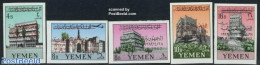 Yemen, Arab Republic 1963 Definitives 5v Overprinted Imperforated, Mint NH, Art - Castles & Fortifications - Kastelen