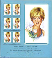 Uganda 1997 Death Of Diana M/s, Mint NH, History - Nature - Charles & Diana - Kings & Queens (Royalty) - Flowers & Pla.. - Familias Reales