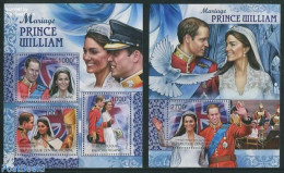 Central Africa 2011 Prince William & Kate Wedding 2 S/s, Mint NH, History - Kings & Queens (Royalty) - Familias Reales