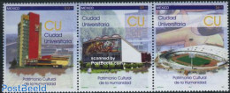 Mexico 2007 University City, World Heritage 3v [::], Mint NH, History - Science - World Heritage - Education - Messico