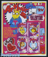 Nevis 2004 Arthur 4v M/s, Valentine, Mint NH, Art - Children's Books Illustrations - St.Kitts Y Nevis ( 1983-...)
