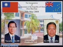 Tuvalu 2004 Relations With China S/s, Mint NH, History - Nature - Flags - Politicians - Trees & Forests - Rotary, Club Leones