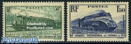 France 1937 Railway Congress 2v, Unused (hinged), Transport - Railways - Nuovi