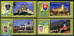 Romania 2010 Danube 4v+tabs, Mint NH, History - Religion - Various - Coat Of Arms - Churches, Temples, Mosques, Synago.. - Ungebraucht