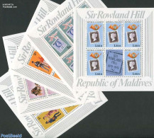 Maldives 1979 Sir Rowland Hill 5 M/s, Mint NH, Nature - Horses - Post - Sir Rowland Hill - Stamps On Stamps - Correo Postal