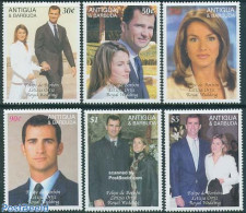 Antigua & Barbuda 2004 Prince Of Asturias Wedding 6v, Mint NH, History - Kings & Queens (Royalty) - Royalties, Royals