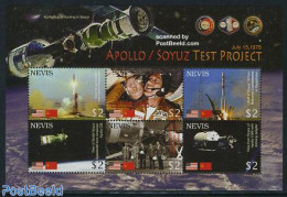 Nevis 2006 Apollo/Soyuz Test Project 6v M/s, Mint NH, Transport - Space Exploration - St.Kitts-et-Nevis ( 1983-...)
