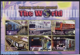 Saint Vincent 2005 Subway Systems Around The World 6v M/s, Moscow, Mint NH, Transport - Railways - Treni