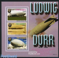 Gambia 2006 Ludwig Durr 3v M/s, Mint NH, Transport - Ships And Boats - Zeppelins - Boten