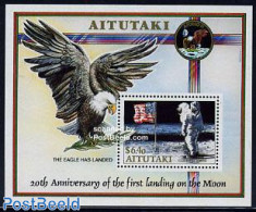 Aitutaki 1989 Moonlanding Anniversary S/s, Mint NH, Transport - Space Exploration - Aitutaki