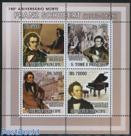 Sao Tome/Principe 2008 Franz Schubert 4v M/s, Mint NH, Performance Art - Music - Music