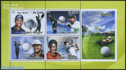 Sao Tome/Principe 2008 Golfers 4v M/s, Mint NH, Sport - Golf - Sport (other And Mixed) - Golf