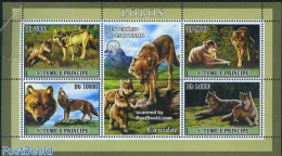 Sao Tome/Principe 2007 Wolves 4v M/s, (scouting Sign On Border), Mint NH, Nature - Sport - Animals (others & Mixed) - .. - Sao Tome Et Principe