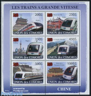 Comoros 2008 Chinese High Speed Trains 6v M/s, Mint NH, Transport - Railways - Eisenbahnen