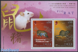 Hong Kong 2008 Year Of The Rat, Gold/silver S/s, Mint NH, Nature - Various - Animals (others & Mixed) - New Year - Unused Stamps