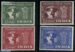 India 1949 75 Years UPU 4v, Unused (hinged), Various - U.P.U. - Globes - Maps - Neufs