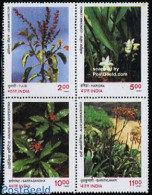 India 1997 Medical Flowers 4v [+], Mint NH, Health - Nature - Health - Flowers & Plants - Ongebruikt