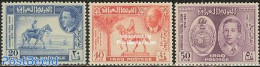 Iraq 1949 75 Years UPU 3v, Unused (hinged), Nature - Horses - Post - U.P.U. - Correo Postal