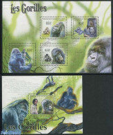 Central Africa 2011 Gorillas 2 S/s, Mint NH, Nature - Animals (others & Mixed) - Monkeys - Repubblica Centroafricana