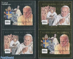 Guinea, Republic 2002 Pope John Paul II 4v (silver/gold), Mint NH, Religion - Pope - Religion - Päpste