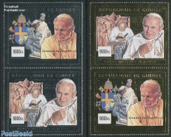 Guinea, Republic 2002 Pope John Paul II 4v (silver/gold), Mint NH, Religion - Pope - Religion - Papi